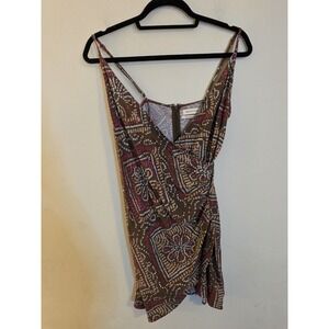 Urban Outfitters Women's Small Multicolor Ruched Wrap Boho Sleevless Mini Dress